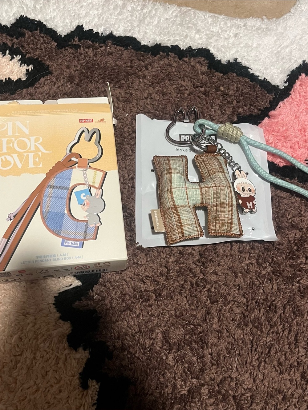 POP Mart Labubu Pin For Love series letter H plush pendant